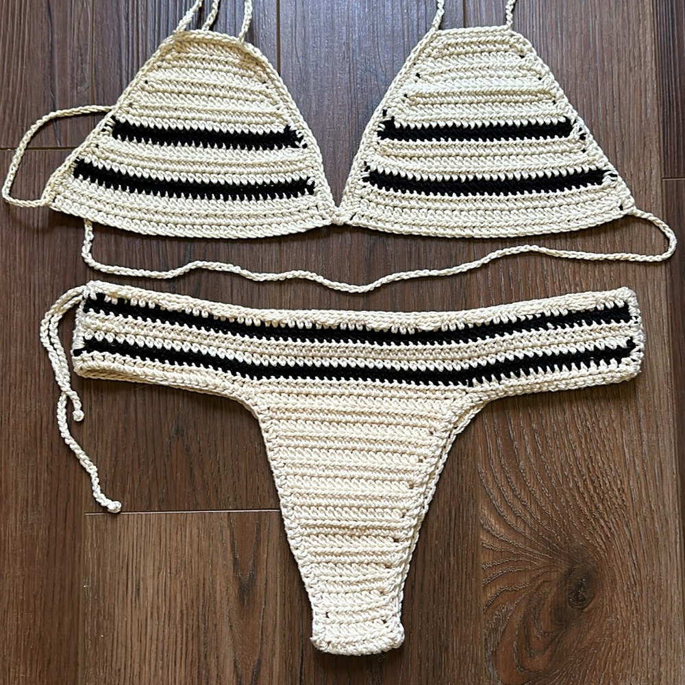 Seayarn Crotchet Set Stripe Swimsuit M/L